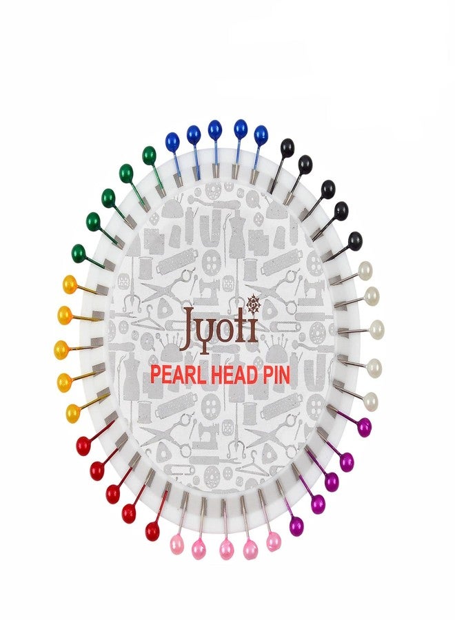 Jyoti Pearl Head Pins Round Multicolored for Tailoring, Dressmaking, Crafting, Sewing, College Project, Ornament, Patchwork, Decorating, Hijab, Scarf for Women # 22758 (40 Pins on a Wheel) - Pack of 5 - Image 2